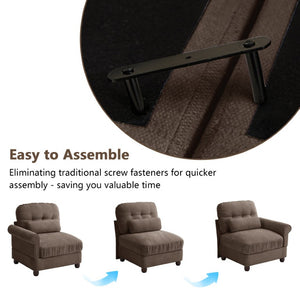 English Elm Chenille Modular U-Shape Sectional with Button-Tufted Back and Deep Cozy Seating Brown 4-Seater W714S02084