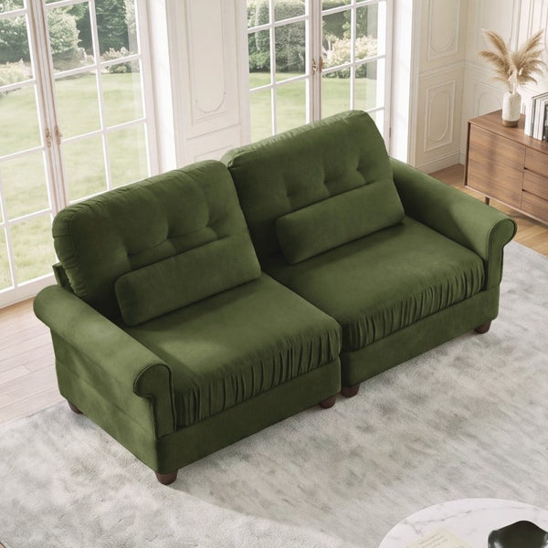 English Elm Modern Tufted Chenille Four Seat Sofa with Solid Wood Frame for Living Rooms Green 2-Seater W714S02087