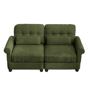 English Elm Modern Tufted Chenille Four Seat Sofa with Solid Wood Frame for Living Rooms Green 2-Seater W714S02087