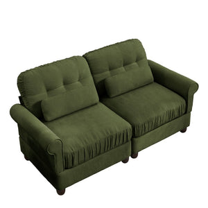 English Elm Modern Tufted Chenille Four Seat Sofa with Solid Wood Frame for Living Rooms Green 2-Seater W714S02087