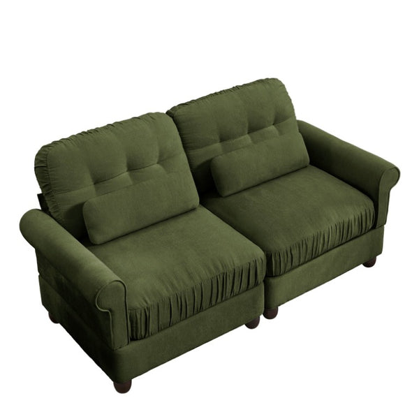 English Elm Modern Tufted Chenille Four Seat Sofa with Solid Wood Frame for Living Rooms Green 2-Seater W714S02087