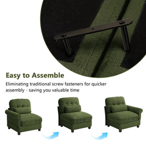 English Elm Chenille Three Seater Sofa with Ruffled Skirt Button Tufted Back and Lumbar Pillows W714S02090