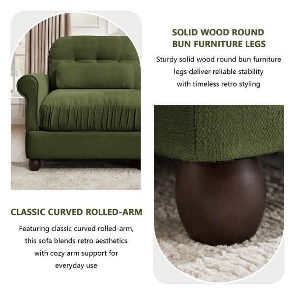 English Elm Chenille Modular U-Shape Sectional with Button-Tufted Back and Deep Cozy Seating Green 3-Seater with 2 Ottomans W714S02092