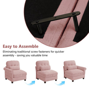 English Elm Chenille Modular U-Shape Sectional with Button-Tufted Back and Deep Cozy Seating Pink 3-Seater with 2 Ottomans W714S02101