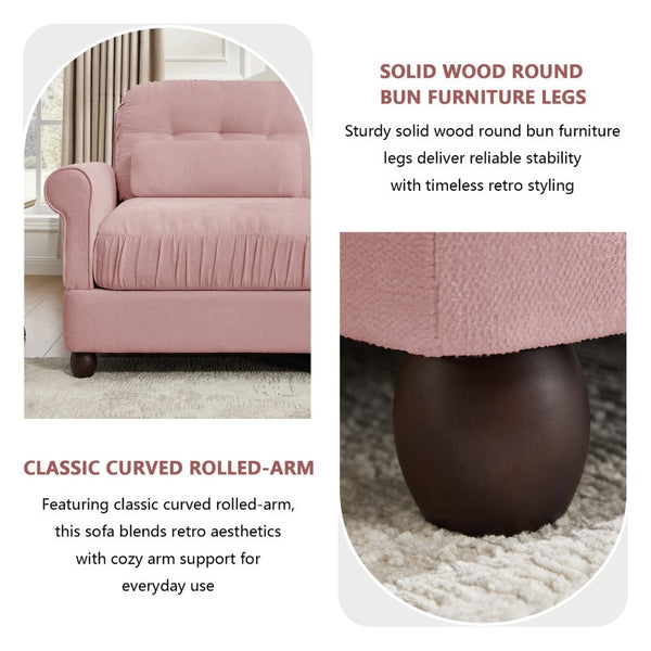 English Elm Chenille Modular U-Shape Sectional with Button-Tufted Back and Deep Cozy Seating Pink 4-Seater W714S02102
