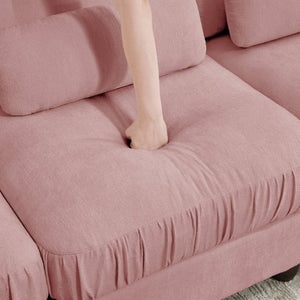 English Elm Chenille Modular U-Shape Sectional with Button-Tufted Back and Deep Cozy Seating Pink 4-Seater W714S02102