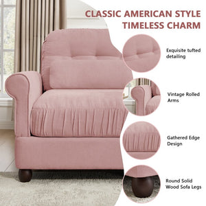 English Elm Chenille Modular U-Shape Sectional with Button-Tufted Back and Deep Cozy Seating Pink 4-Seater W714S02102