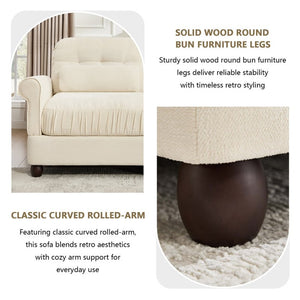 English Elm Chenille Modular U-Shape Sectional with Button-Tufted Back and Deep Cozy Seating Beige 3-Seater with 2 Ottomans W714S02110