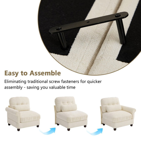 English Elm Chenille U-Shaped Modular Sectional with Tufted Back Rolled Arms and Lumbar Pillows W714S02113