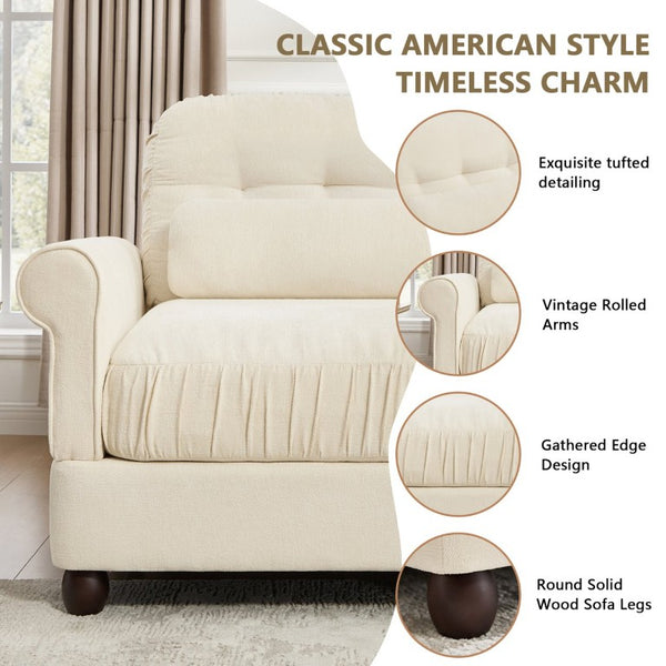 English Elm Chenille U-Shaped Modular Sectional with Tufted Back Rolled Arms and Lumbar Pillows W714S02113