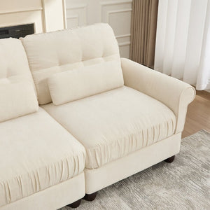 English Elm Chenille U-Shaped Modular Sectional with Tufted Back Rolled Arms and Lumbar Pillows W714S02113