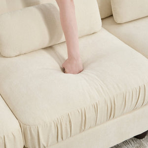English Elm Chenille U-Shaped Modular Sectional with Tufted Back Rolled Arms and Lumbar Pillows W714S02113