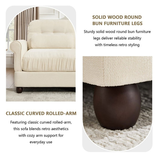 English Elm Chenille U-Shaped Modular Sectional with Tufted Back Rolled Arms and Lumbar Pillows W714S02113