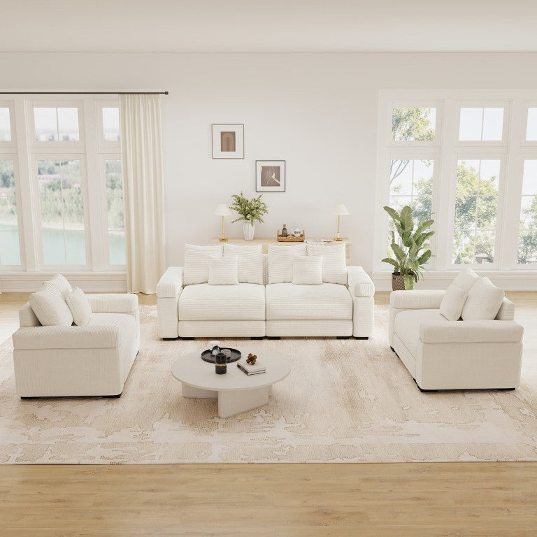 English Elm Oversized Cloud Modular Sectional Corduroy Sofa with Ergonomic Support for Large Living Rooms W714S02114
