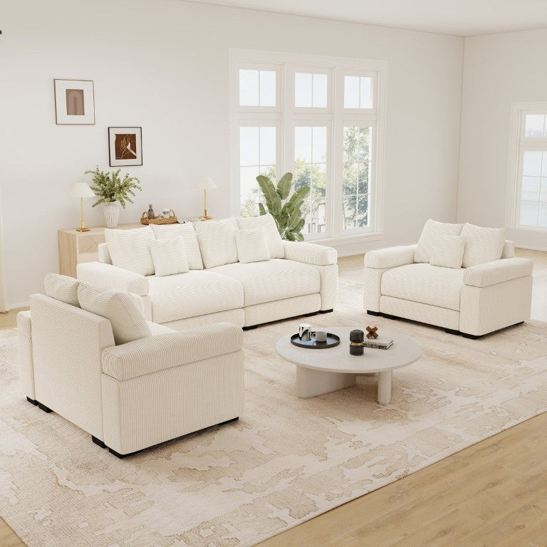 English Elm Oversized Cloud Modular Sectional Corduroy Sofa with Ergonomic Support for Large Living Rooms W714S02114