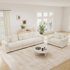 English Elm Oversized Cloud Sectional Sofa Striped Corduroy Deep Seat Modular Living Room Couch W714S02115