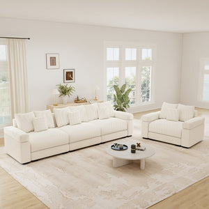 English Elm Oversized Cloud Sectional Sofa Striped Corduroy Deep Seat Modular Living Room Couch W714S02115