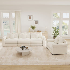 English Elm Oversized Cloud Sectional Sofa Striped Corduroy Deep Seat Modular Living Room Couch W714S02115