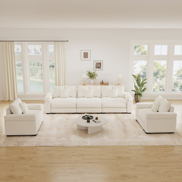 English Elm Oversized Corduroy Modular Sectional Sofa with Deep Seats and Wide Cushioned Armrests W714S02116