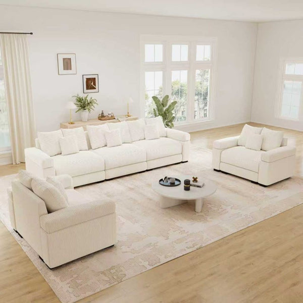 English Elm Oversized Corduroy Modular Sectional Sofa with Deep Seats and Wide Cushioned Armrests W714S02116