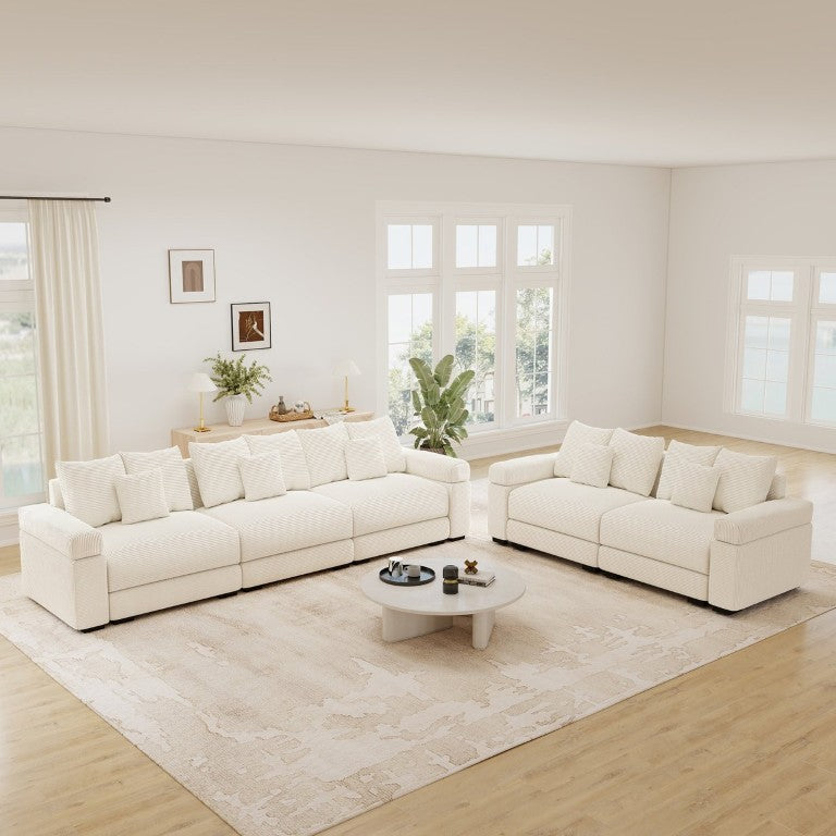 English Elm Oversized Corduroy Modular Sectional Sofa Deep Lounge Seating for Spacious Living Rooms W714S02117