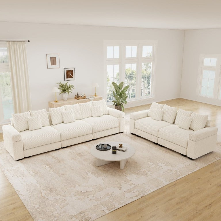 English Elm Oversized Corduroy Modular Sectional Sofa Deep Lounge Seating for Spacious Living Rooms W714S02117