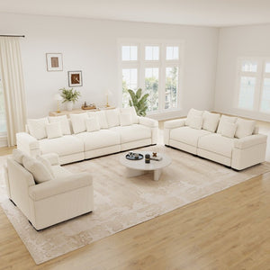 English Elm Oversized Corduroy Modular Sectional Sofa Deep Cushioned Three Piece Living Room Set W714S02118