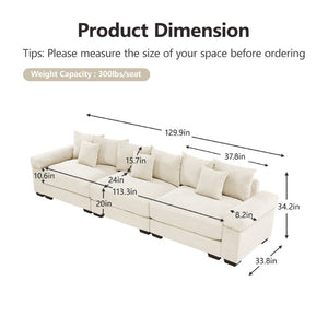 English Elm Oversized Corduroy Modular Sectional Sofa Deep Cushioned Three Piece Living Room Set W714S02118