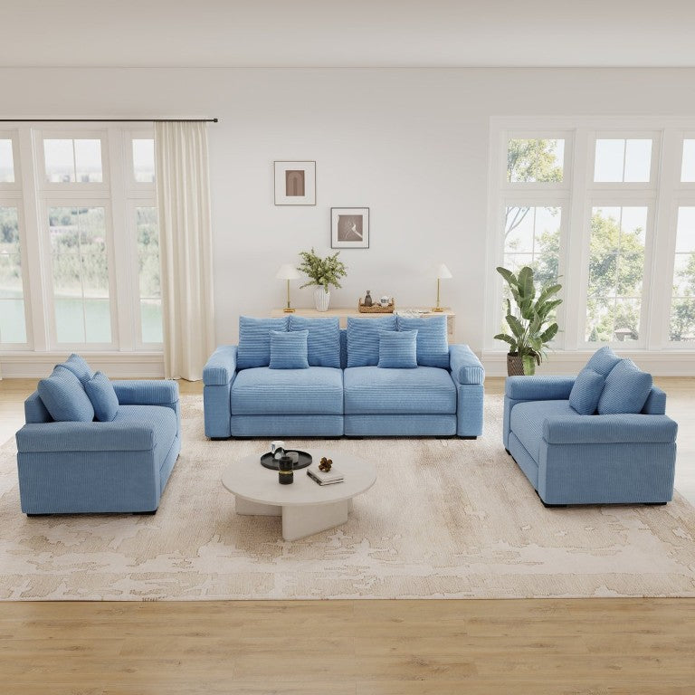 English Elm Oversized Cloud Modular Sectional Sofa Corduroy Plush Deep Seat Lounge Suite W714S02119