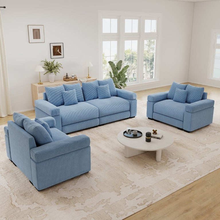 English Elm Oversized Cloud Modular Sectional Sofa Corduroy Plush Deep Seat Lounge Suite W714S02119