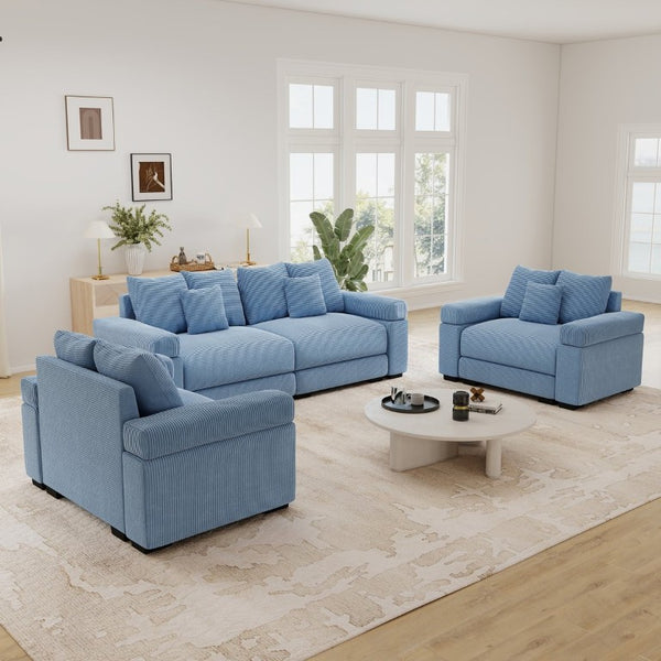 English Elm Oversized Cloud Modular Sectional Sofa Corduroy Plush Deep Seat Lounge Suite W714S02119