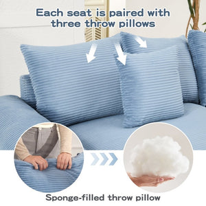 English Elm Oversized Modular Cloud Sectional in Striped Corduroy for Open Living Spaces W714S02120