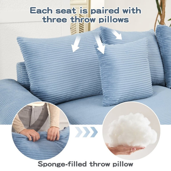 English Elm Oversized Modular Cloud Sectional in Striped Corduroy for Open Living Spaces W714S02120