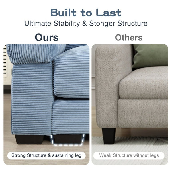 English Elm Oversized Modular Cloud Sectional in Striped Corduroy for Open Living Spaces W714S02120