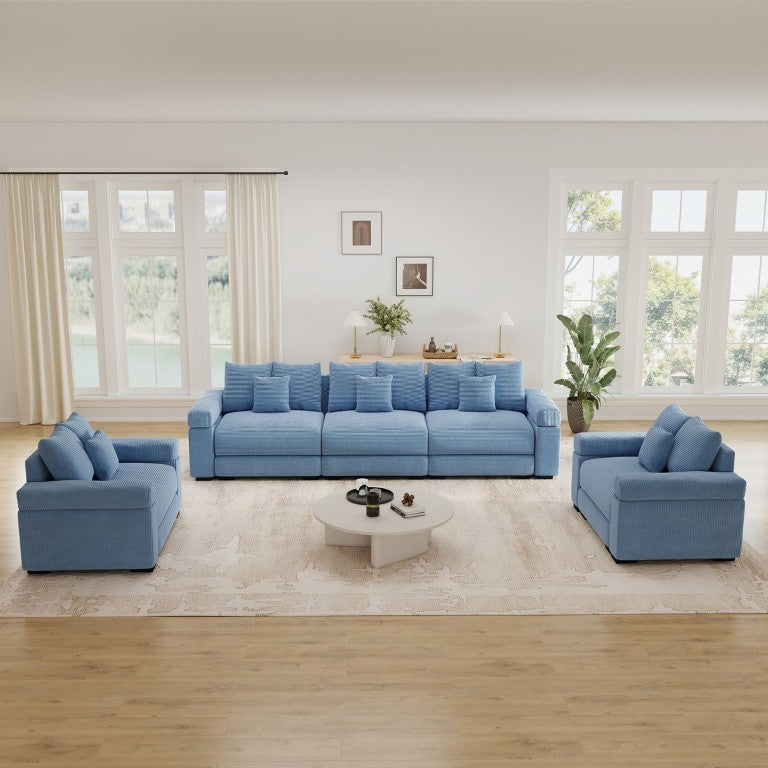 English Elm Oversized Modular Sectional Sofa Corduroy Upholstered Deep Seat Lounge for Living Room W714S02121
