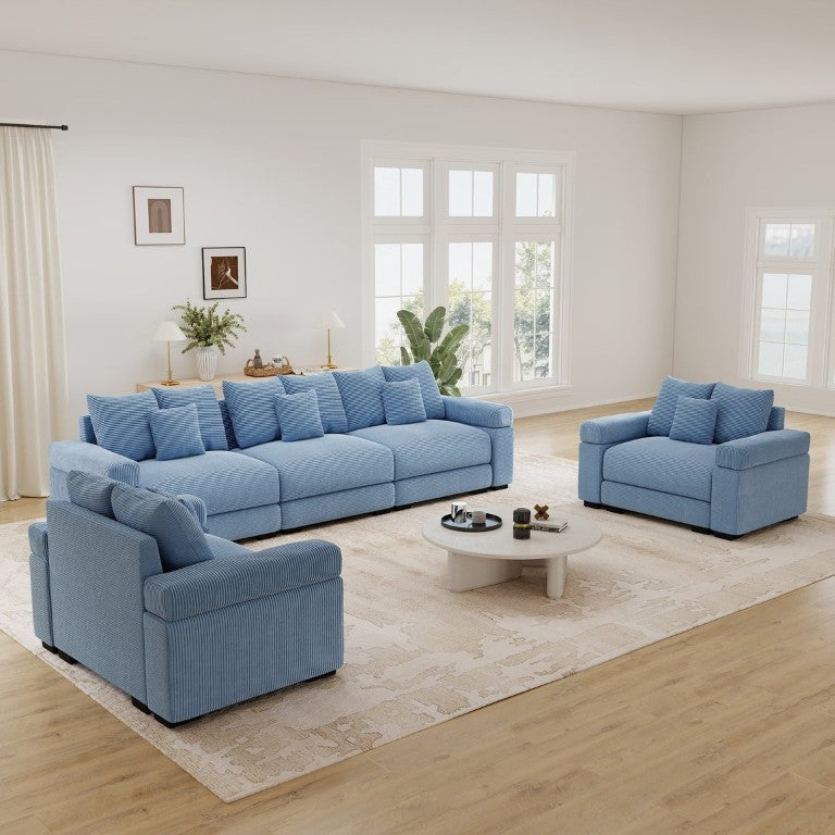 English Elm Oversized Modular Sectional Sofa Corduroy Upholstered Deep Seat Lounge for Living Room W714S02121