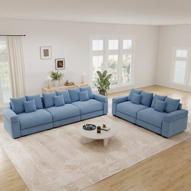 English Elm Oversized Modular Cloud Sectional Ribbed Corduroy Sofa for Spacious Living Rooms W714S02122