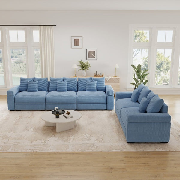English Elm Oversized Modular Cloud Sectional Ribbed Corduroy Sofa for Spacious Living Rooms W714S02122