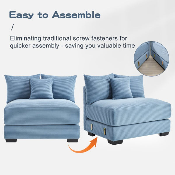 English Elm Oversized Modular Cloud Sectional Ribbed Corduroy Sofa for Spacious Living Rooms W714S02122