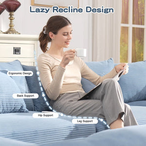 English Elm Oversized Cloud Modular Sectional Sofa Ribbed Corduroy Three Piece Lounge Set W714S02123