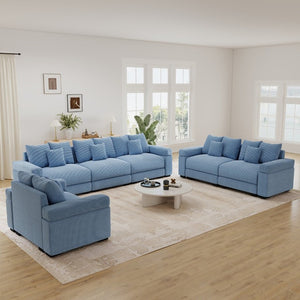 English Elm Oversized Cloud Modular Sectional Sofa Ribbed Corduroy Three Piece Lounge Set W714S02123