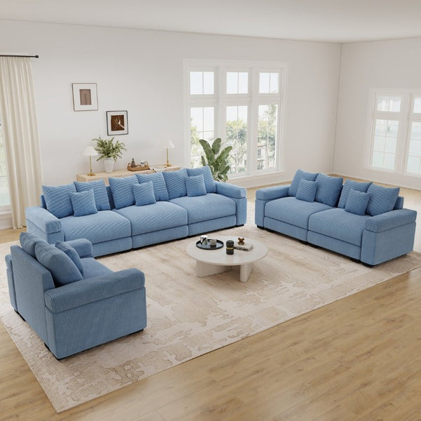 English Elm Oversized Cloud Modular Sectional Sofa Ribbed Corduroy Three Piece Lounge Set W714S02123