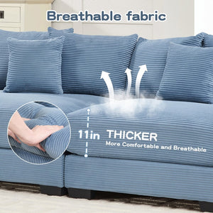 English Elm Oversized Cloud Modular Sectional Sofa Ribbed Corduroy Three Piece Lounge Set W714S02123