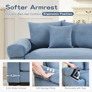 English Elm Oversized Cloud Modular Sectional Sofa Ribbed Corduroy Three Piece Lounge Set W714S02123