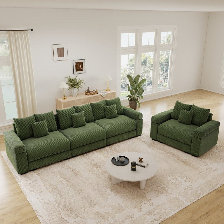 English Elm Oversized Cloud Modular Sectional Sofa Deep Seat Striped Corduroy Convertible Lounge W714S02125