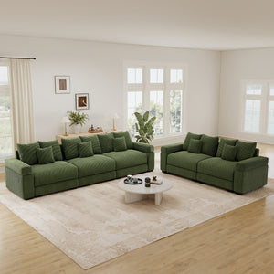 English Elm Oversized Cloud Modular Sectional Sofa Ribbed Corduroy Deep Cushioned Lounge Seating W714S02127