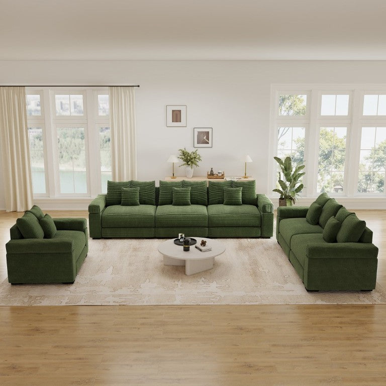 English Elm Oversized Cloud Sectional with Ribbed Corduroy Deep Seating for Modern Living Rooms W714S02128