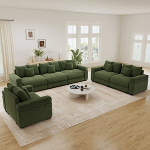 English Elm Oversized Cloud Sectional with Ribbed Corduroy Deep Seating for Modern Living Rooms W714S02128