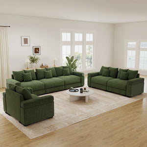 English Elm Oversized Cloud Sectional with Ribbed Corduroy Deep Seating for Modern Living Rooms W714S02128