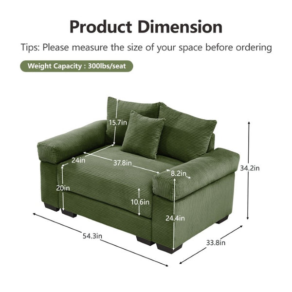 English Elm Oversized Cloud Sectional with Ribbed Corduroy Deep Seating for Modern Living Rooms W714S02128